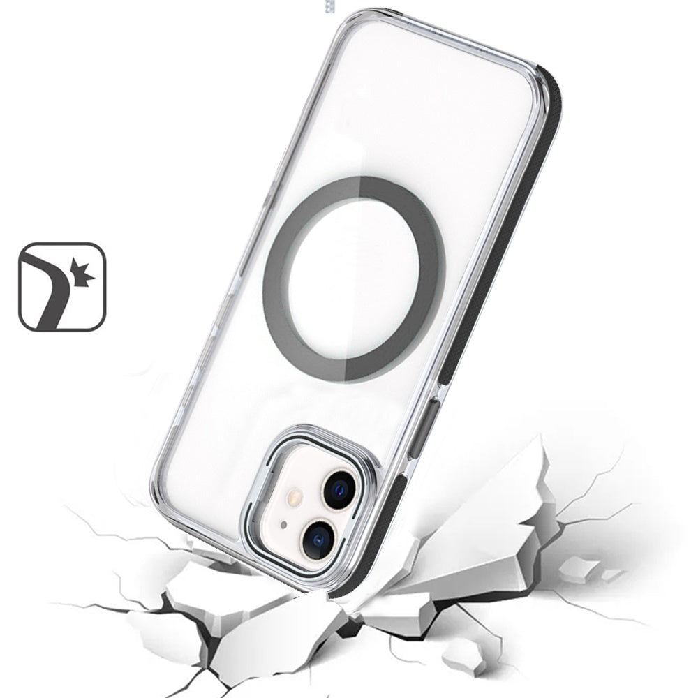 For Samsung Galaxy S23+ Plus Hybrid Clear Invisible Camera Bracket Stand [With Magsafe Magnetic Circle] Shockproof Color Frame Case Cover Black