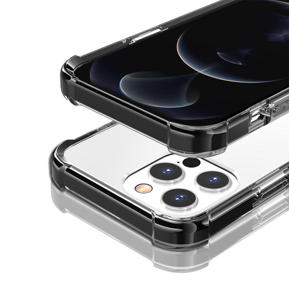 For iPhone 14/13 (6.1") Hybrid Transparent Acrylic Rubber Gummy Hard PC Silicone TPU Color Bumper Frame Shockproof Case Cover Black