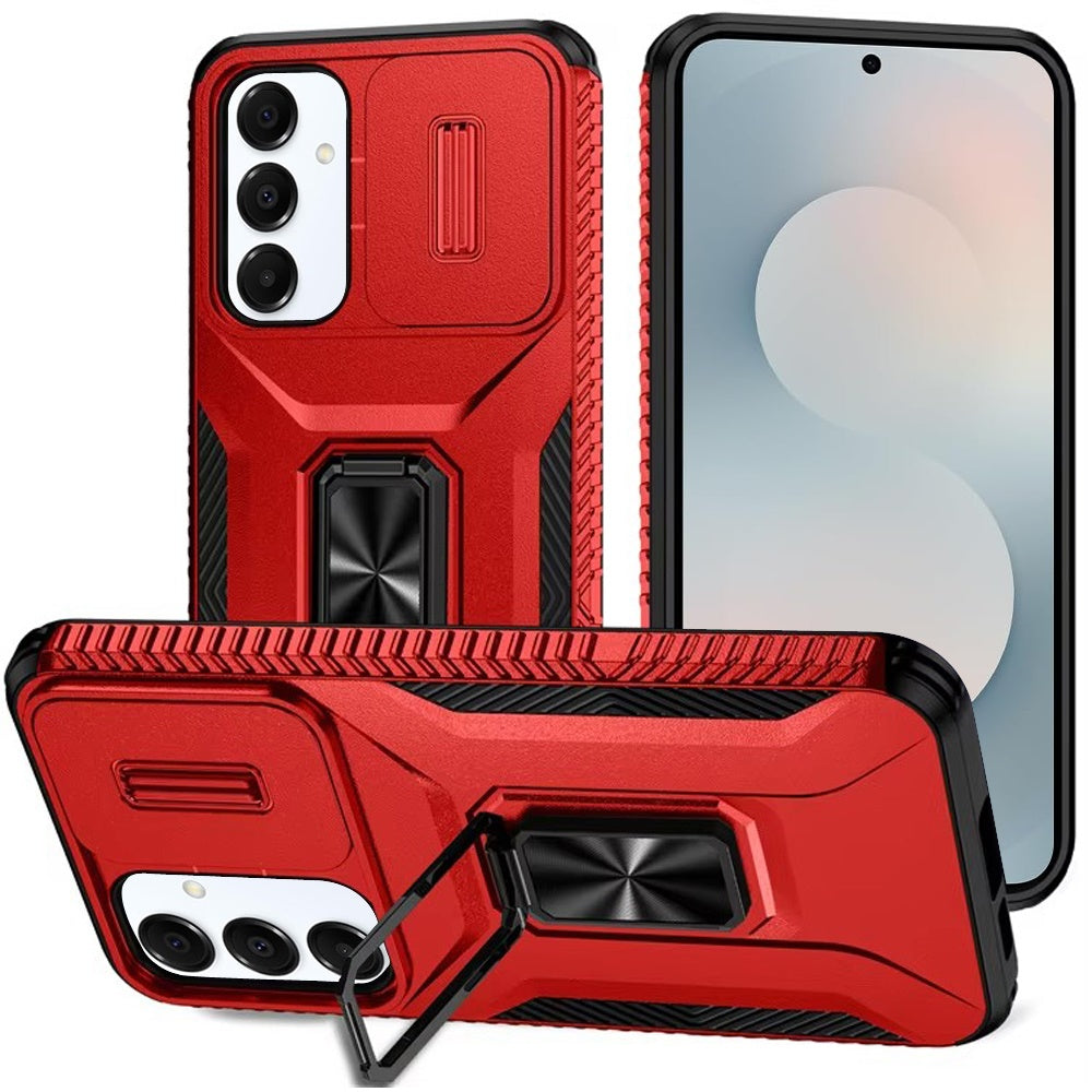 For Samsung Galaxy S25 FE, S25 Fan Edition Case, Camera Cover with Magnetic Rotation Ring Stand, Military Grade Hybrid Hard TPU Shockproof Case Cover