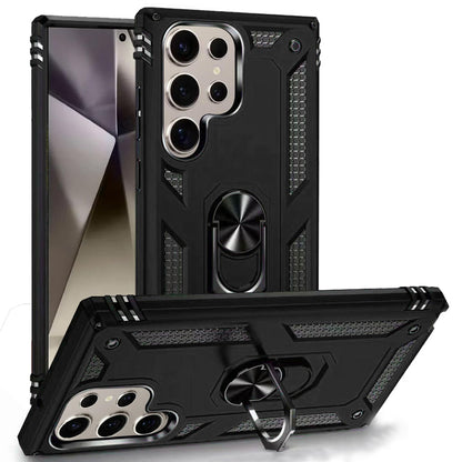 For Samsung Galaxy S25 Ultra Hybrid Shockproof Durable 360 Degree Rotatable Ring Stand Holder Kickstand Fit Magnetic Car Mount Case Cover