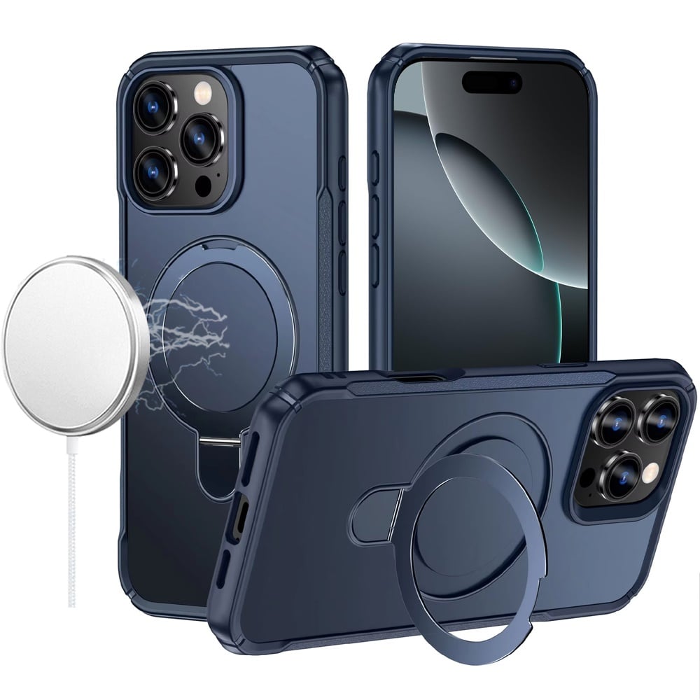 For iPhone 16 Pro Max (6.9") Matte Finish Magnetic Ring Hybrid Protective Invisible Kickstand Magsafe Compatible Protector