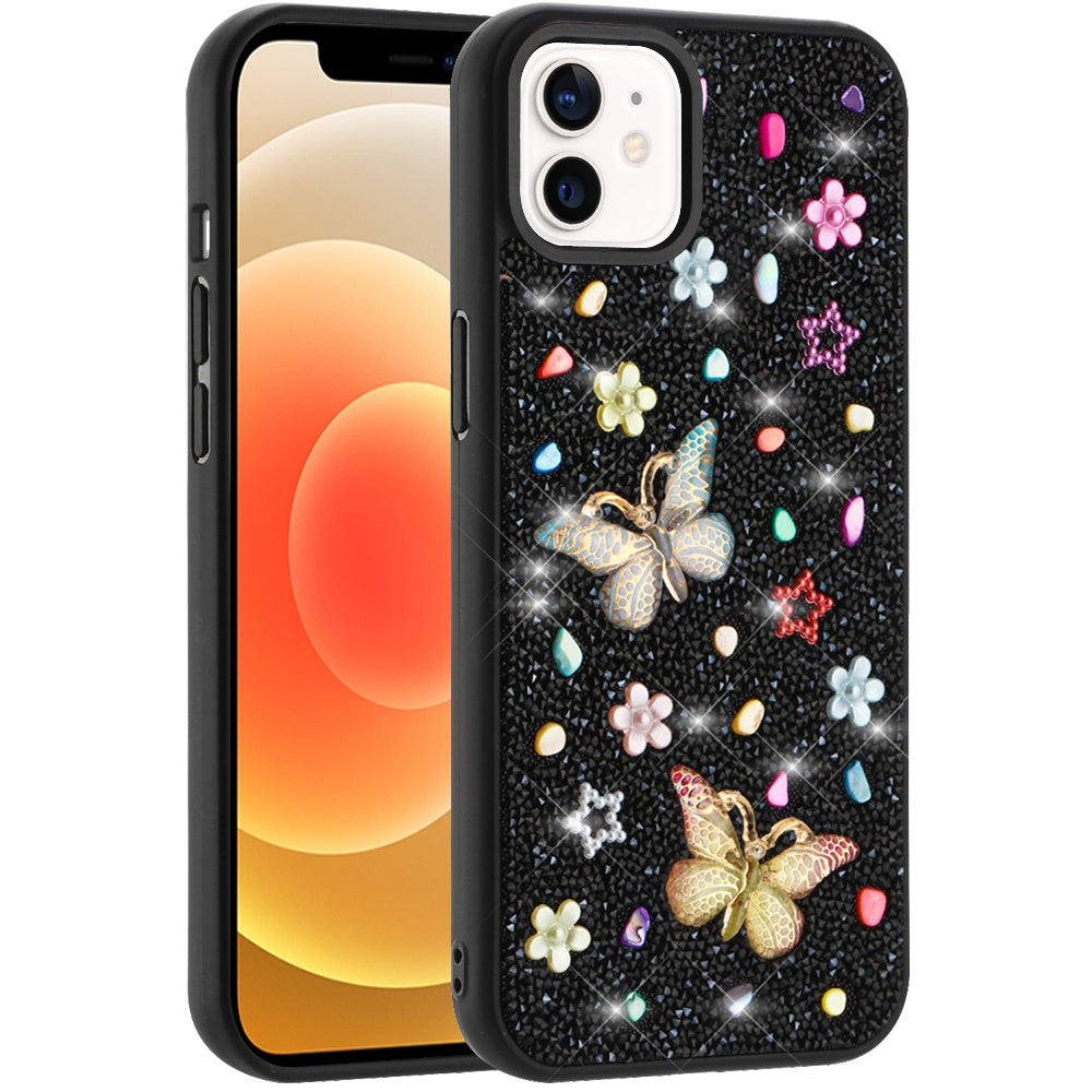 For Apple iPhone 17E /16E Diamond Butterfly 3D Glitter Bling Design, Slim Hybrid Sparkle Protective Cover TPU for Women Girls Case Cover