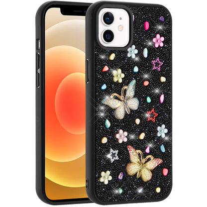 For Apple iPhone 17E /16E Diamond Butterfly 3D Glitter Bling Design, Slim Hybrid Sparkle Protective Cover TPU for Women Girls Case Cover