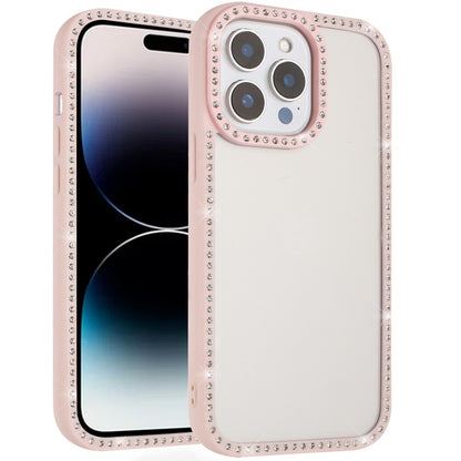 For Samsung Galaxy A36 Diamond Full Rhinestone Clear Hybrid Protective, Sparkly Bling Transparent Shockproof Bumper All Around Case Cover Light Pink