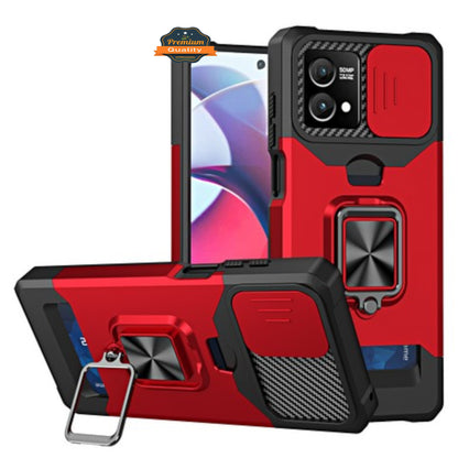 For Motorola Moto G Power 5G 2025 Wallet Case with Slide Camera Protector, Credit Card Slot, Ring Sand, Magnetic Car Mount Case Cover