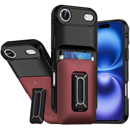 For Apple iPhone 17 AIR Wallet Case with 2- Credit Card Holder, Wrist Strap & Kickstand Hybrid Shockproof TPU Case Cover