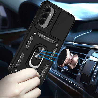 For Samsung Galaxy A37 Hybrid Ring Shockproof with 360° Rotate Ring Kickstand, Camera Lens Protection, Soft Edge Bumper Case Cover