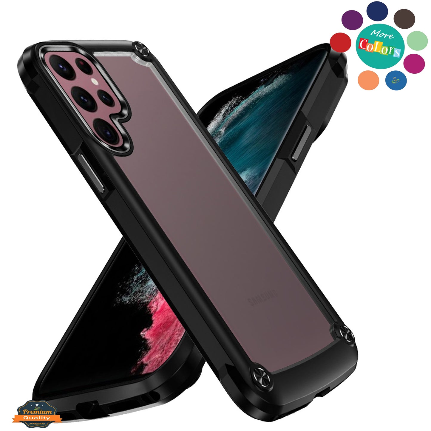 For Samsung Galaxy S26+ / S26 Plus Hybrid Transparent Rubber with Metal Buttons & Camera Edges Hard TPU Corner Frame Bumper Case Cover