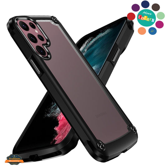 For Samsung Galaxy A36 Hybrid Transparent Rubber with Metal Buttons & Camera Edges Hard TPU Corner Frame Bumper Case Cover