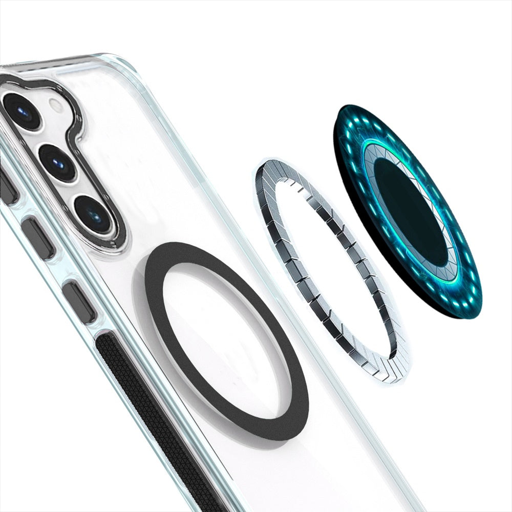 For Samsung Galaxy S21+ Plus Transparent back with Colorful Frame Strong Magnetic Circle [Compatible with Magsafe] Slim Case Cover Clear Black