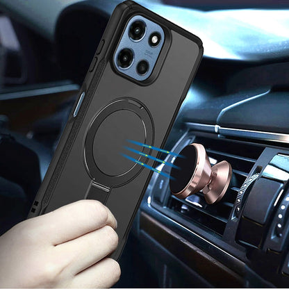 Phone Case for Motorola Moto G 5G 2026 / 2025 Magnetic Ring Stand Matte Finish Shockproof Grip Slim Armor Heavy Duty TPU Protective Hybrid Cover Black