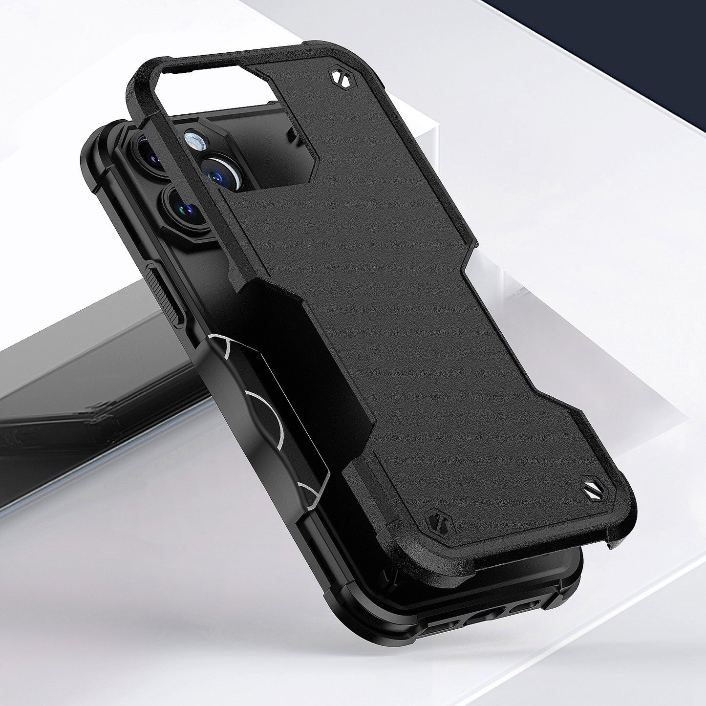 For iPhone 14/13 (6.1") Slim Tough Shockproof Hybrid Heavy Duty 2in1 Dual Layer TPU Bumper Rugged Rubber Defend Armor Case Cover Black