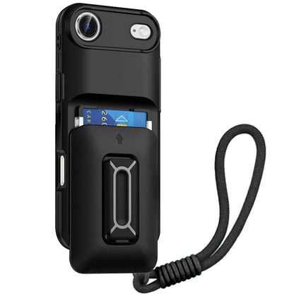 For Apple iPhone 17 AIR Wallet Case with 2- Credit Card Holder, Wrist Strap & Kickstand Hybrid Shockproof TPU Case Cover