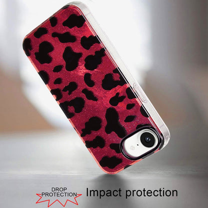 For Apple iPhone 14 /13 Glitter Leopard, Fashion Design Animal Skin Print Slim IMD TPU Dual Layer Shockproof Protective Case Cover