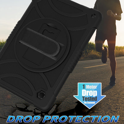 For 3-in-1 Tough Hybrid Shockproof Protector Silicone TPU with Pencil Holder, Kickstand, Hand & Shoulder Strap Black Tablet Case Cover
