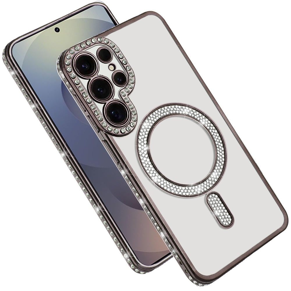 For Apple iPhone 17E /16E Bling Case with Diamond Magnetic Circle, Transparent Slim Shockproof Hybrid Slim Fit Case Cover