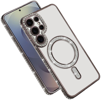 For Apple iPhone 16e Bling Case with Diamond Magnetic Circle, Transparent Slim Shockproof Hybrid Slim Fit Case Cover