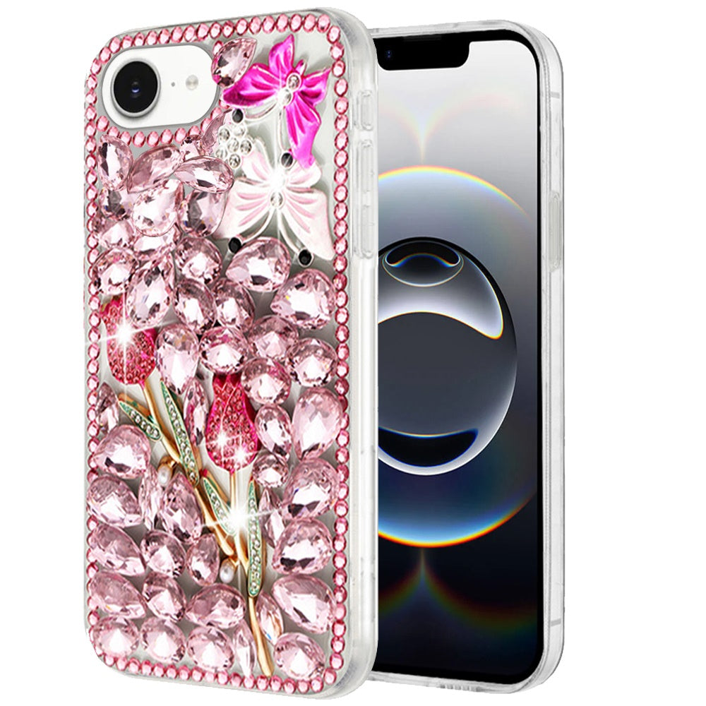 For Apple iPhone 17E /16E Bling Crystal 3D Full Diamonds Luxury Sparkle Rhinestone Hybrid Protective Case Cover