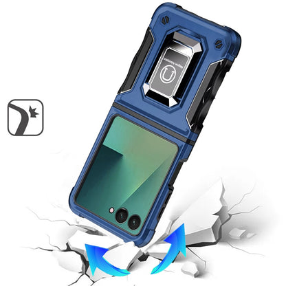 For Samsung Galaxy Z Flip 7 Hybrid Stand Magnetic Ring Holder Kickstand Heavy Duty Rugged Drop Silicone & Hard PC Shockproof Case Cover