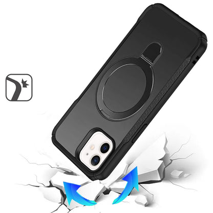 For Apple iPhone 11 Matte Finish Magnetic Ring Hybrid Protective Invisible Kickstand Magsafe Compatible Case Cover Cosmic Orange