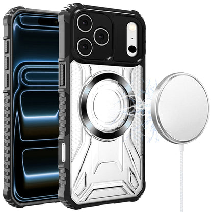 For Apple iPhone 17 Pro Max Magnetic Circle Transparent Rugged Hybrid MagSafe Compatible Pattern Clear Shockproof Frame Bumper Case Cover Black