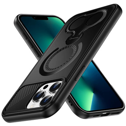 For Apple iPhone 13 Pro Max Hybrid with Invisible 2 Hole Ring Stand Magnetic back Car Mount Friendly Protector Case Cover Black