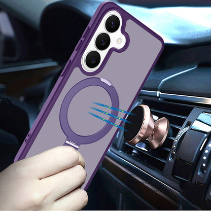 For Samsung Galaxy S26 Magnetic Circle Back with Ring Stand Full Rotation Matte Hybrid Shockproof Case Cover