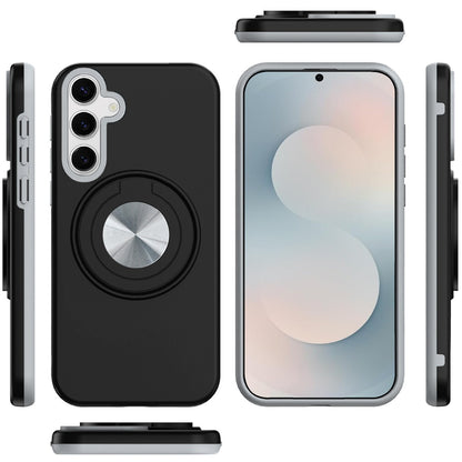 For Samsung Galaxy S26+ / S26 Plus Metal Matte Hybrid with Invisible Rotational Ring Stand, Car Mount Friendly, Military Grade Slim Fit Sturdy Case Cover