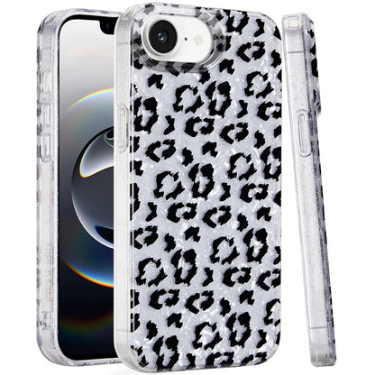 For Apple iPhone 17E /16E Glitter Leopard, Fashion Design Animal Skin Print Slim IMD TPU Dual Layer Shockproof Protective Case Cover