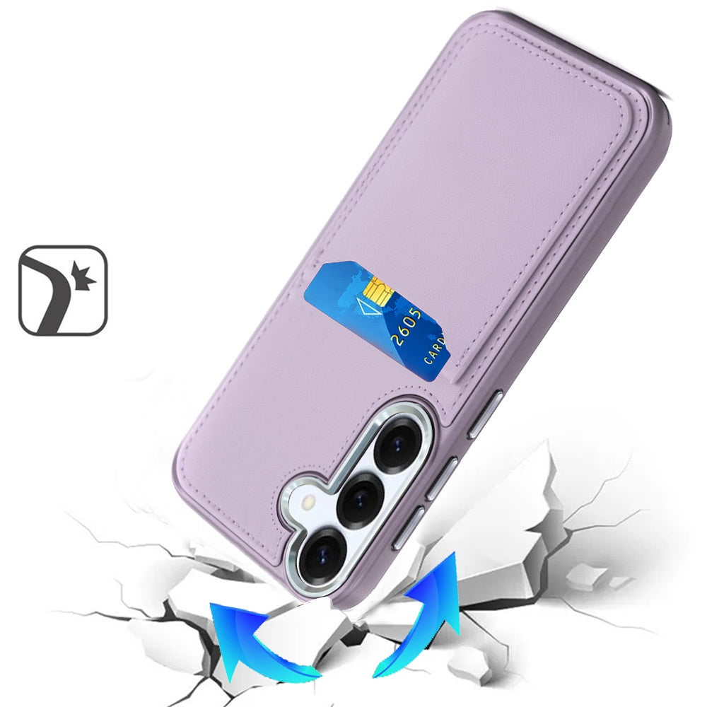 For Samsung Galaxy A16 PU Leather Wallet Cover with Credit Card Holder, Kickstand & Mirror Inside Slim Fit TPU & PC Hybrid Design Case Cover