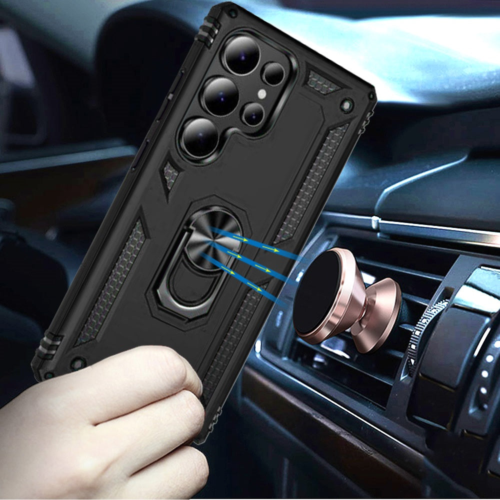 For Samsung Galaxy S26 Ultra Hybrid Shockproof Durable 360 Degree Rotatable Ring Stand Holder Kickstand Fit Magnetic Car Mount Case Cover