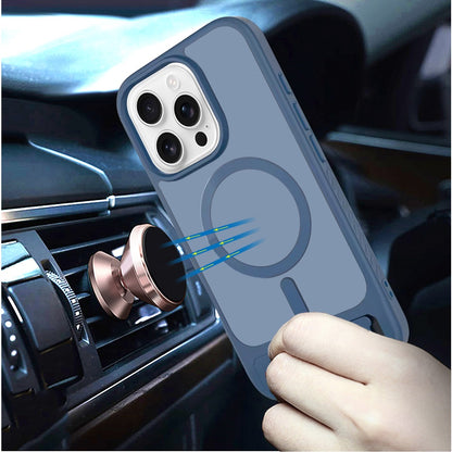 For Samsung Galaxy S26 Ultra Matte Magnetic Circle Back TPU Hybrid Drop Protection with Metal Kickstand Shockproof Design Case Cover Royal Blue