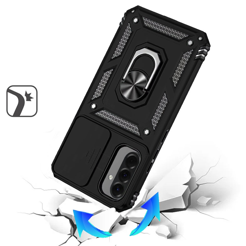 For Samsung Galaxy A57 Hybrid Ring Shockproof with 360° Rotate Ring Kickstand, Camera Lens Protection, Soft Edge Bumper Case Cover