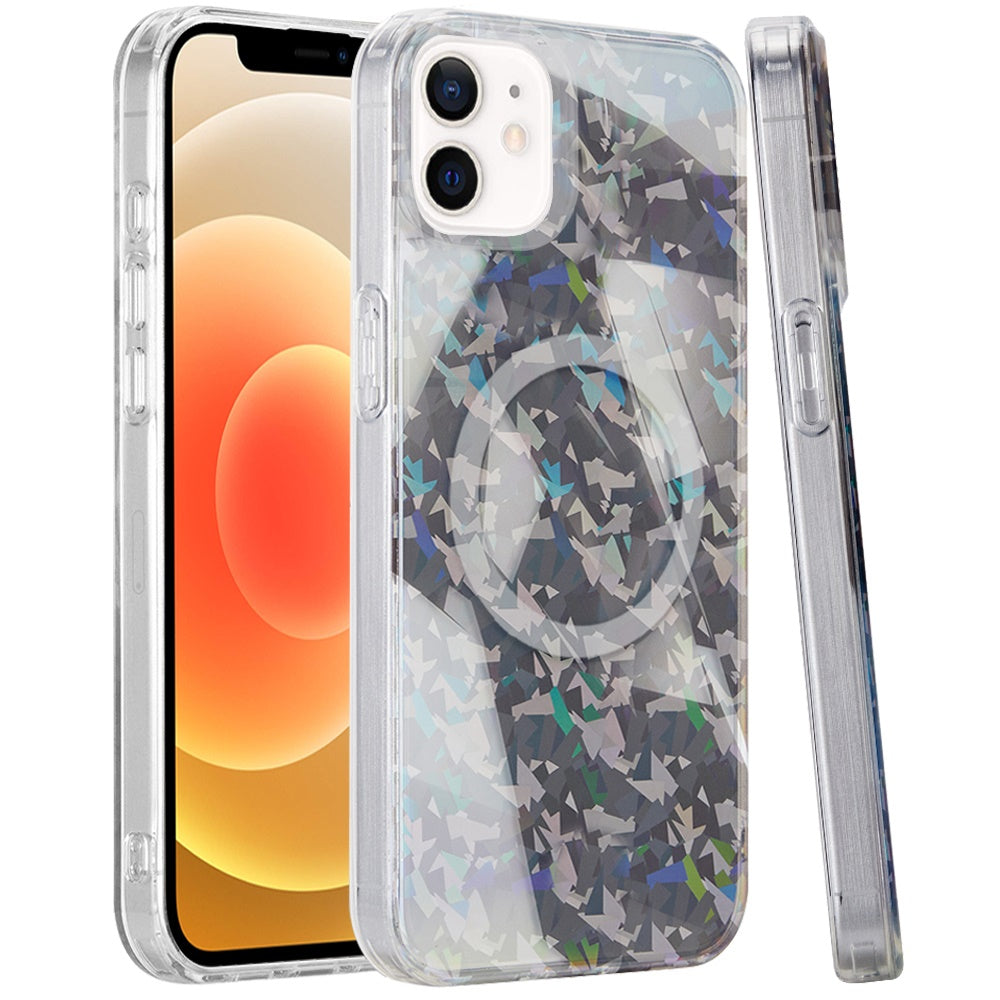 For Apple iPhone 15 Pro Max Double Layer IMD Magnetic Hybrid Shockproof Protection Anti Scratch Durable Design Secure Grip Slim Profile Compatible Design Case Cover Smoke Holographic