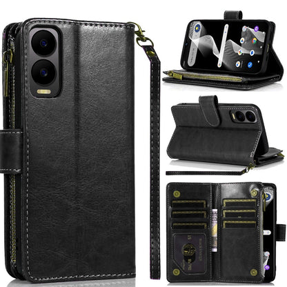For Samsung Galaxy A26 Leather Wallet Case with Zipper, 9 Card Slots, Cash Pocket, Stand & Strap, Clutch Pouch Design Case Cover