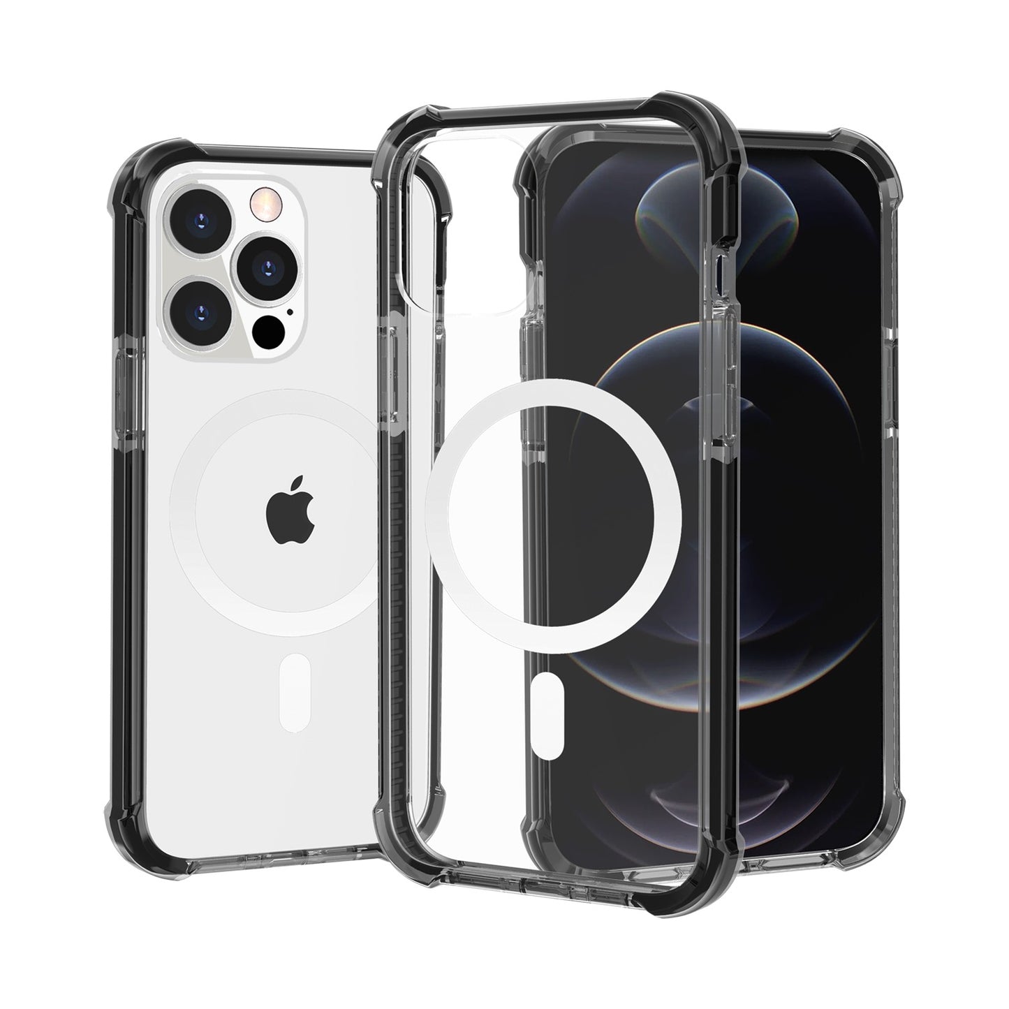 Magnetic Acrylic Case Transparent Back, Rugged Colorful Frame, Shockproof Hybrid, MagSafe Compatible