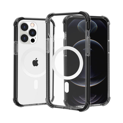 Magnetic Acrylic Case Transparent Back, Rugged Colorful Frame, Shockproof Hybrid, MagSafe Compatible