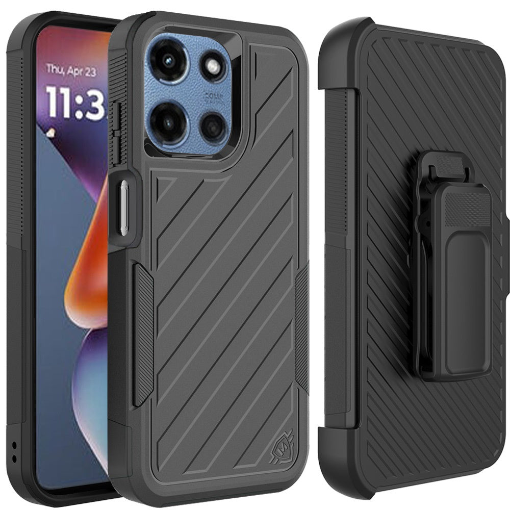 For Motorola Edge 2025 Rugged 2in1 Armor Combo Belt Clip Holster, Non-Slip Tough Hybrid lined Shockproof Case Case Cover