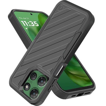 For Motorola Moto G Power 5G 2025 Hybrid lined shockproof dual layer Rugged 2in1 Hard PC & Silicone TPU Non Slip Textured Tough Armor Case Cover