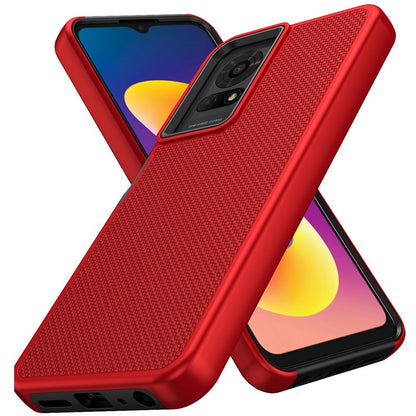 For TCL 50 LE Dual Layer Heavy-Duty Hybrid Rugged Case Rugged Texturized TPU & PC Shockproof Silicone Military Grade Case Cover Red