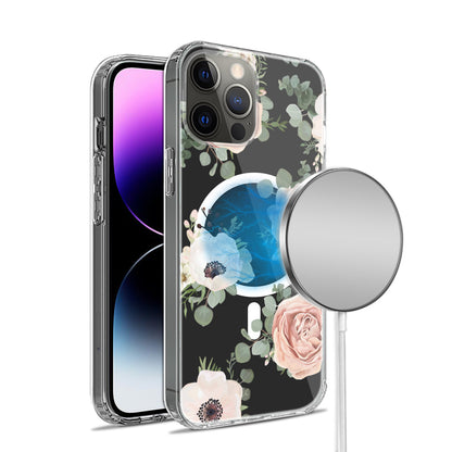 For Apple iPhone 16 Plus (6.7") Hybrid Flower Design Stylish Fashion Thick Hard MagSafe Compatible Shockproof Case Cover