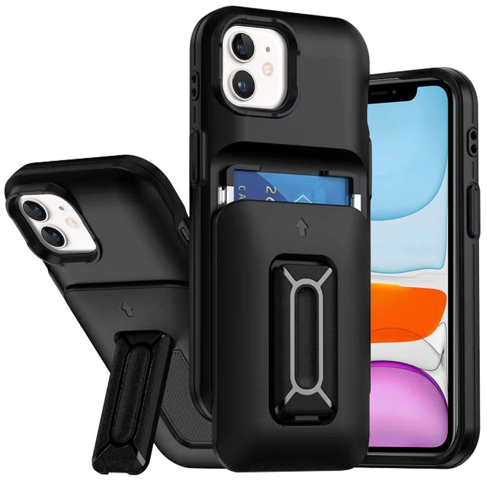 For Apple iPhone 14 Pro Max Wallet Case with 2- Credit Card Holder, Wrist Strap & Kickstand Hybrid Shockproof TPU Case Cover
