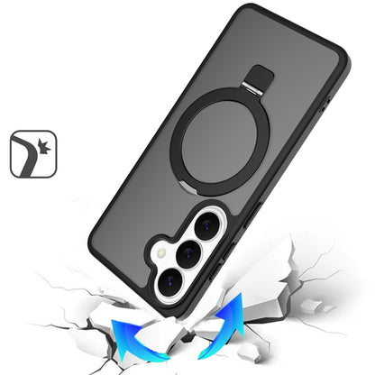 For Samsung Galaxy S26+ / S26 Plus Magnetic Circle Back with Ring Stand Full Rotation Matte Hybrid Shockproof Case Cover