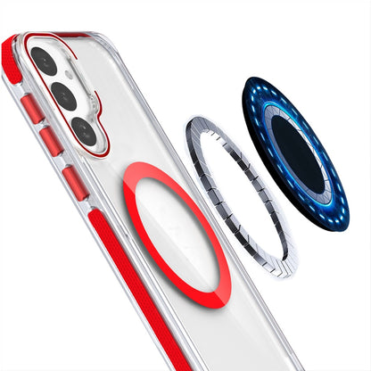 For Samsung Galaxy S25 FE /S25 Fan Edition Hybrid Clear Back Case with Invisible Camera Bracket Stand, MagSafe Magnetic Circle, Shockproof Color Frame Case Cover