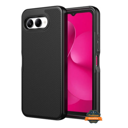 For T-Mobile Revvl 8 Dual Layer Slim & Tough Hybrid Shockproof Heavy Duty Rubber TPU Matte with Textured Rugged Shell Protection Case Cover