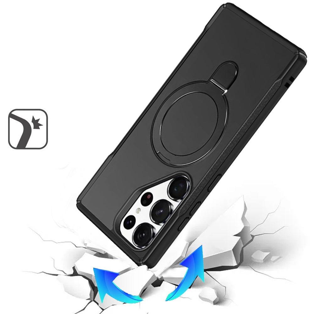 For Samsung Galaxy S26 Ultra Matte Finish Magnetic Ring Hybrid Protective Invisible Kickstand Magsafe Compatible Case Cover