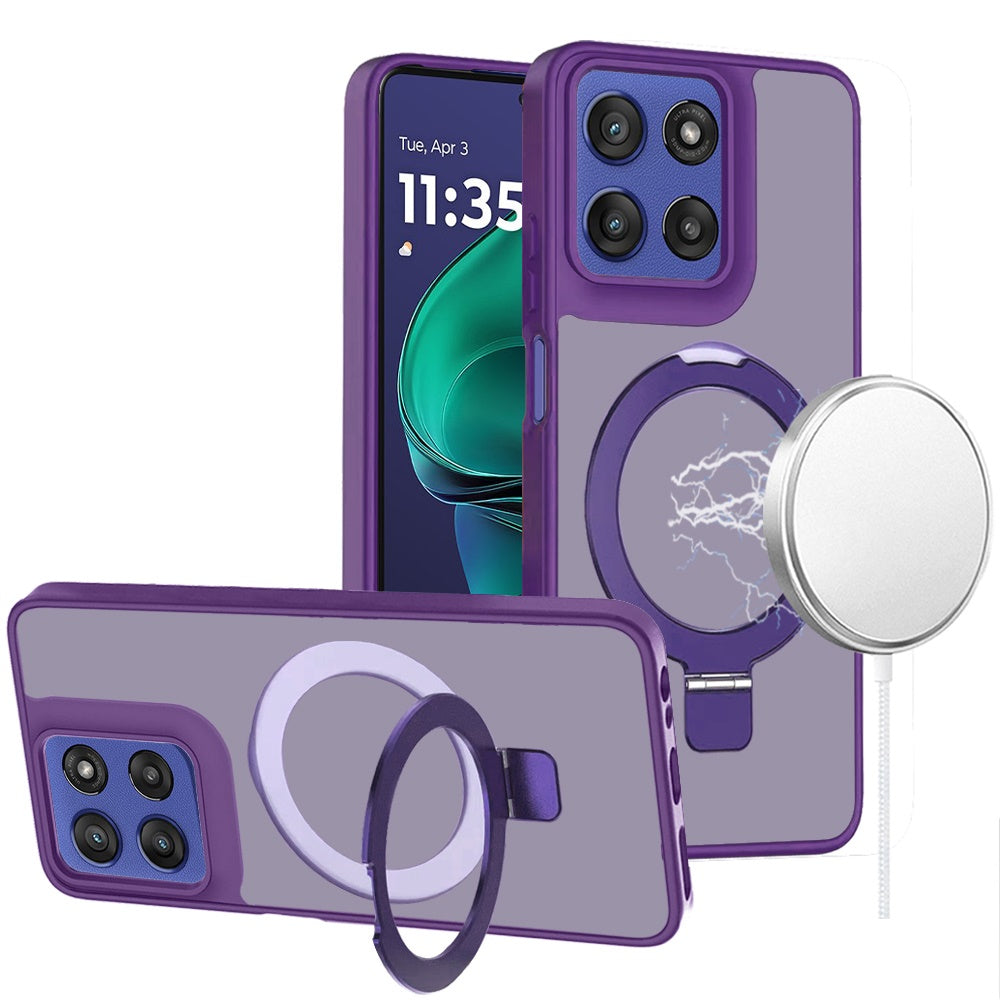 For Samsung Galaxy S26 Ultra Magnetic Circle Back with Ring Stand Full Rotation Matte Hybrid Shockproof Case Cover