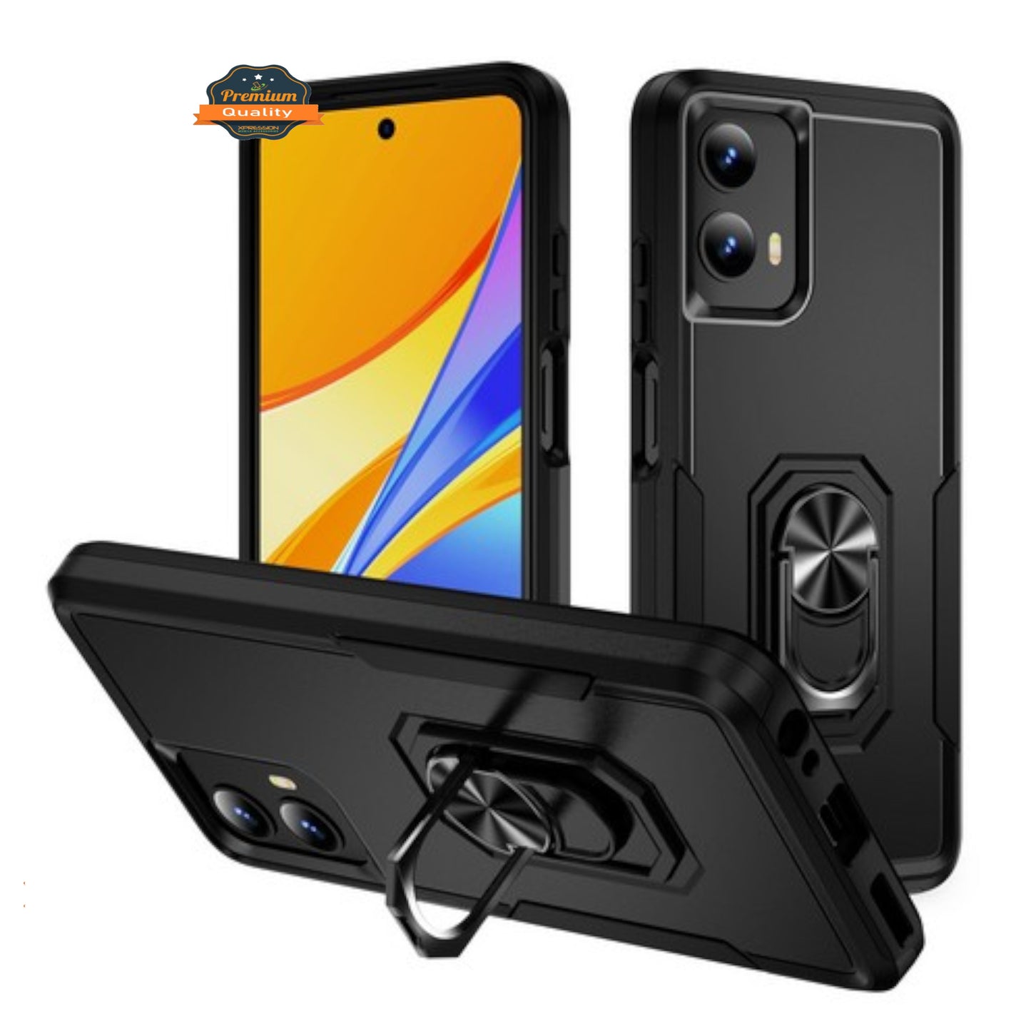 For Motorola Moto G 5G 2025 Heavy Duty Rugged Hybrid, Dual-Layer Shockproof Protection with Magnetic Ring Stand Holder Case Cover