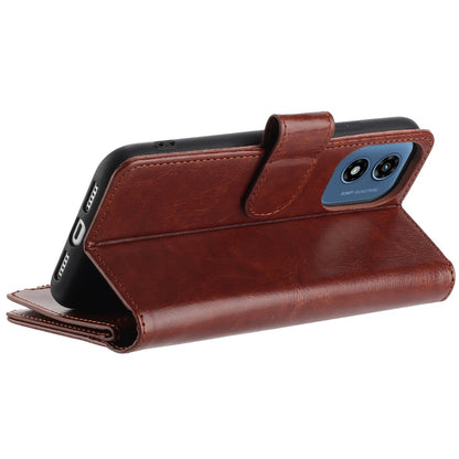 For Apple iPhone 16 Pro Max (6.9") Premium Leather Zipper Wallet with Credit Card Slots Money Pocket Luxury Clutch Pouch Stand & Strap Case Cover Brown