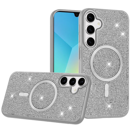 For Samsung Galaxy A36 Sparkly Diamond Bling Case Rhinestone Skin Hybrid with Magnetic Circle, MagSafe Compatible Case Cover